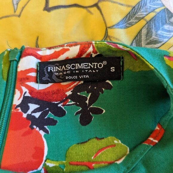 RENASCIMENTO green floral fit and flare dress sz  s dolce Vita made in Italy euc - Picture 3 of 6